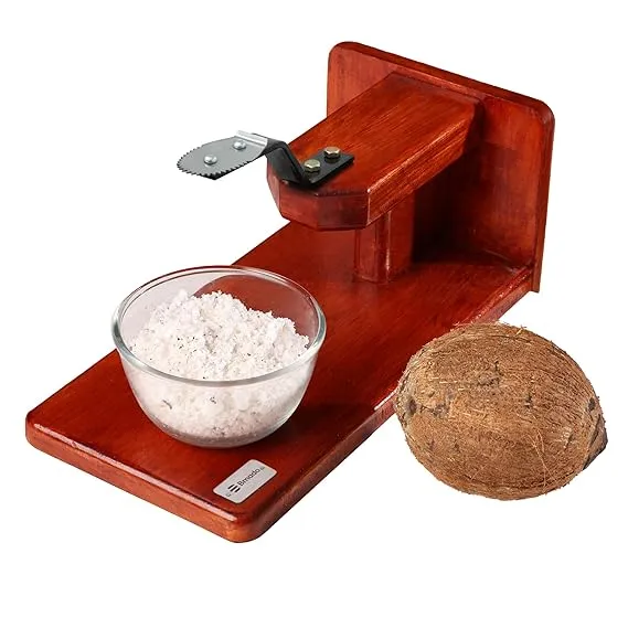 Bmado Traditional Polished Wooden Table-Top Manual Coconut Scraper